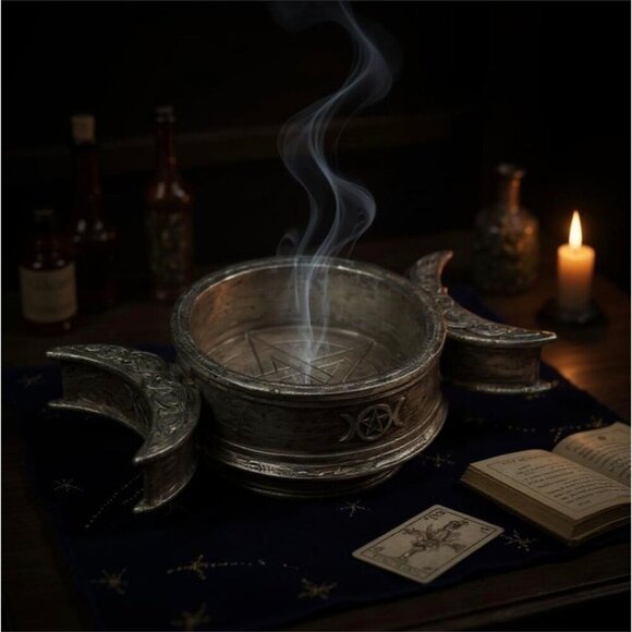 Alchemy Gothic ✦ Triple Moon Trinket Dish ✦ Goddess Cerridwen Altar Décor NWT - Picture 2 of 4